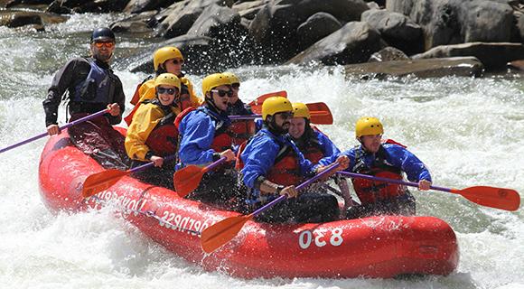 Image of students white water rafting